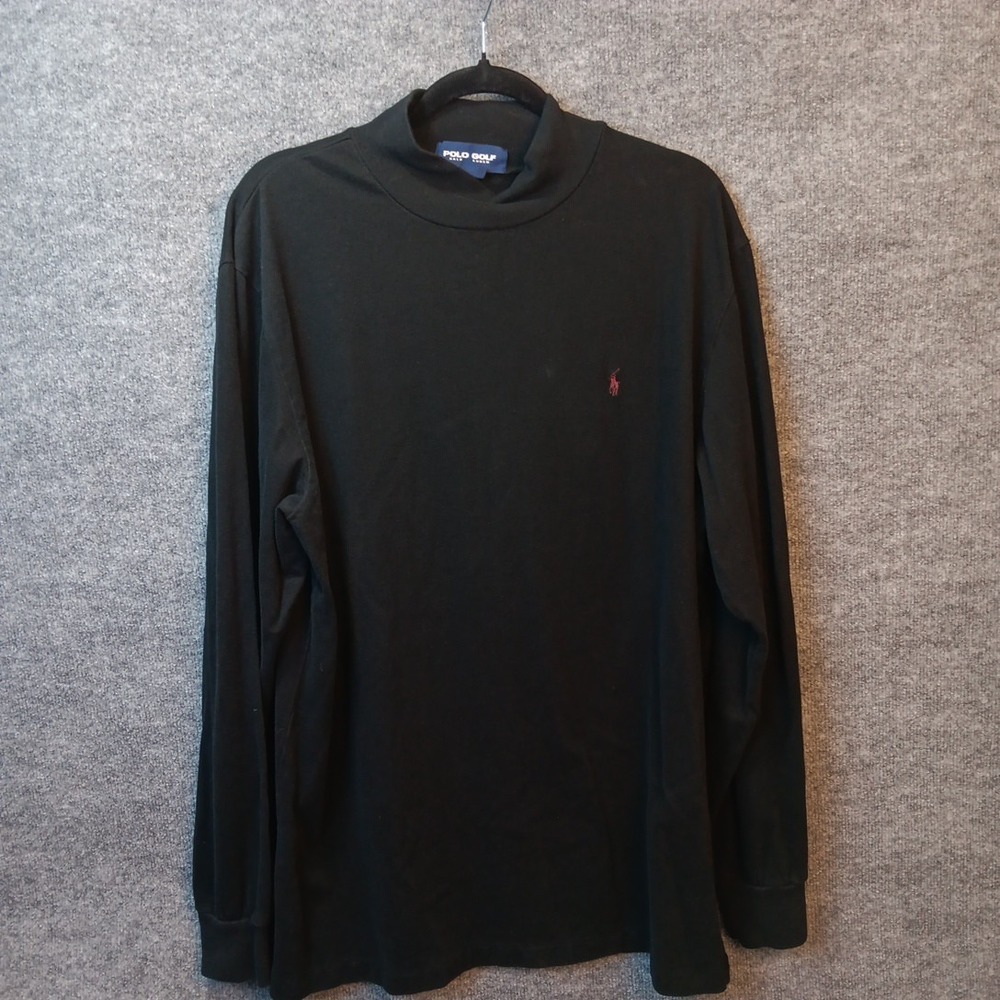 Polo Golf Ralph Lauren Mens Mock Neck Long Sleeve Shirt Black Heavyweight XL
